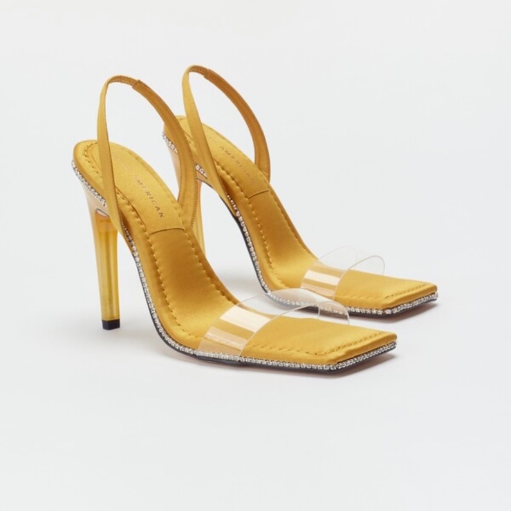 NIB 7, Good American satin sandals